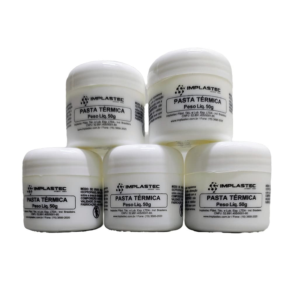 5X Pastas Térmica Branca Implastec Pote 50g  Alto Rendimento