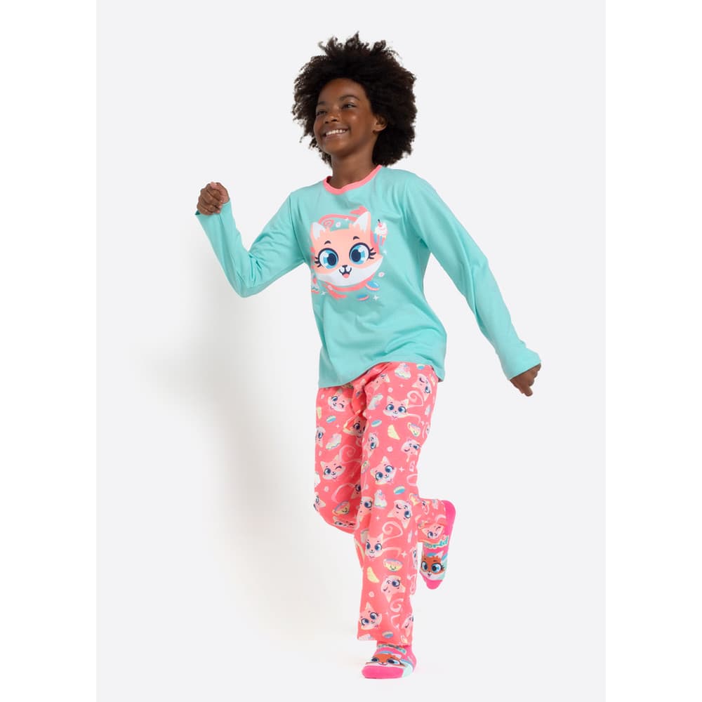 Pijama Manga Longa Algodão Menina Teen Raposa Confeiteira - Puket