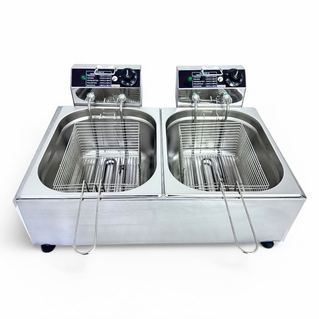 FRITADEIRA INDUSTRIAL ELETRICA 16L 2 CUBAS 127V IPE COZINHAS