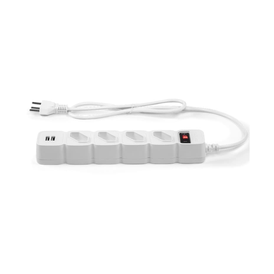 Protetor Eletrônico 4 Tomadas 2 USB EPE 204 USB 1 Metro Branco Intelbras