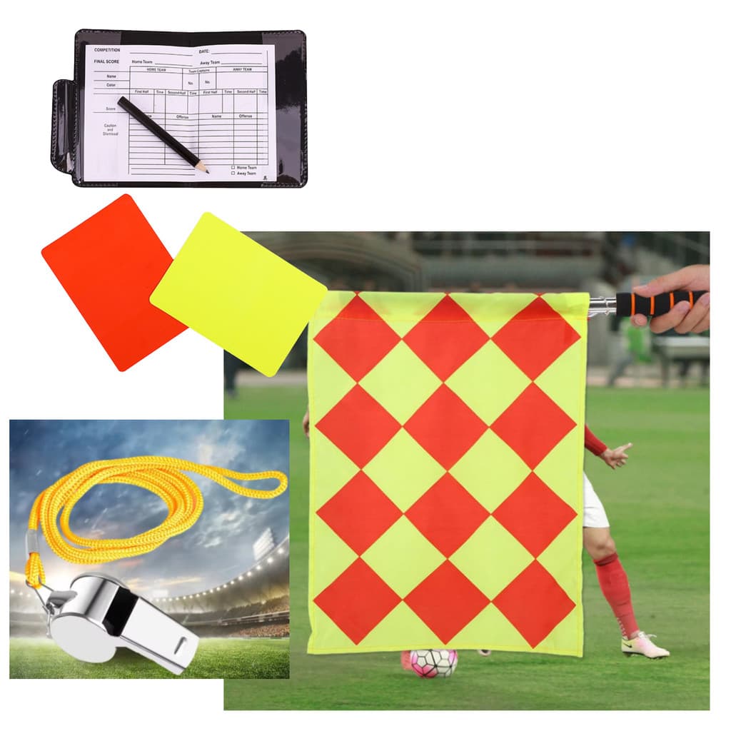 1 Par Bandeira De Árbitro cartão apito Esportiva Com Alça De Aço Inoxidável Juiz profissional