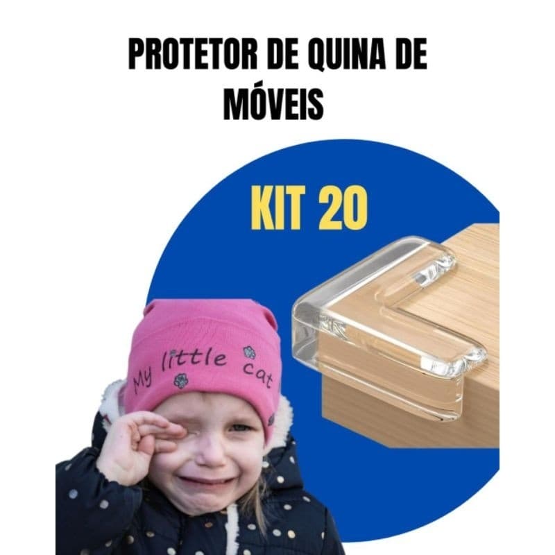 kit 20 Protetores De Quina Silicone Padrão Reto Segurança Crianças Bebês Idosos Proteção Promoção