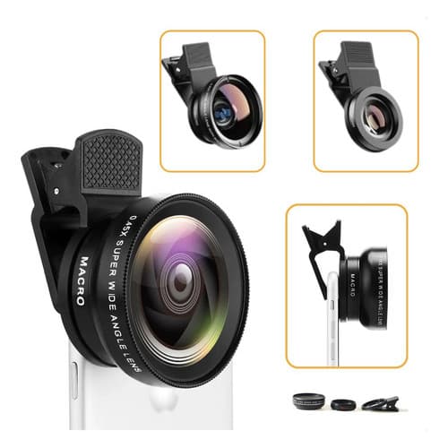 Lente Celular Grande Angular 0.45x Macro 12.5x Clip Universal iPhone Samsung Xiaomi Alta Qualidade Unhas Estética Beleza