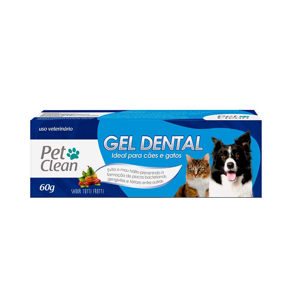 Pasta De Dente Gel Dental Para Cachorro E Gato (Creme Contra Tártaro E Mau Hálito) Pet Clean - 60g
