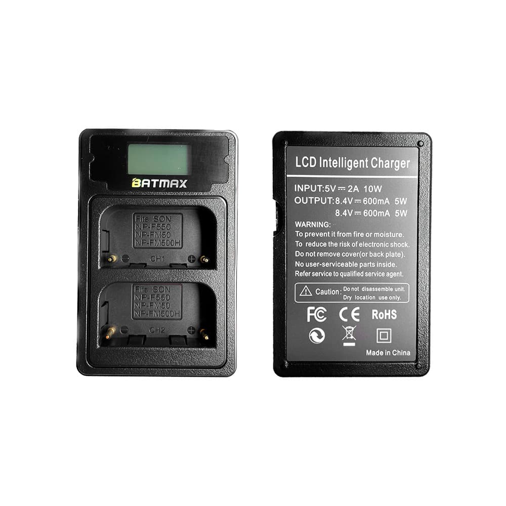 Carregador Duplo Batmax USB Para Baterias NP-F550 Iluminadores