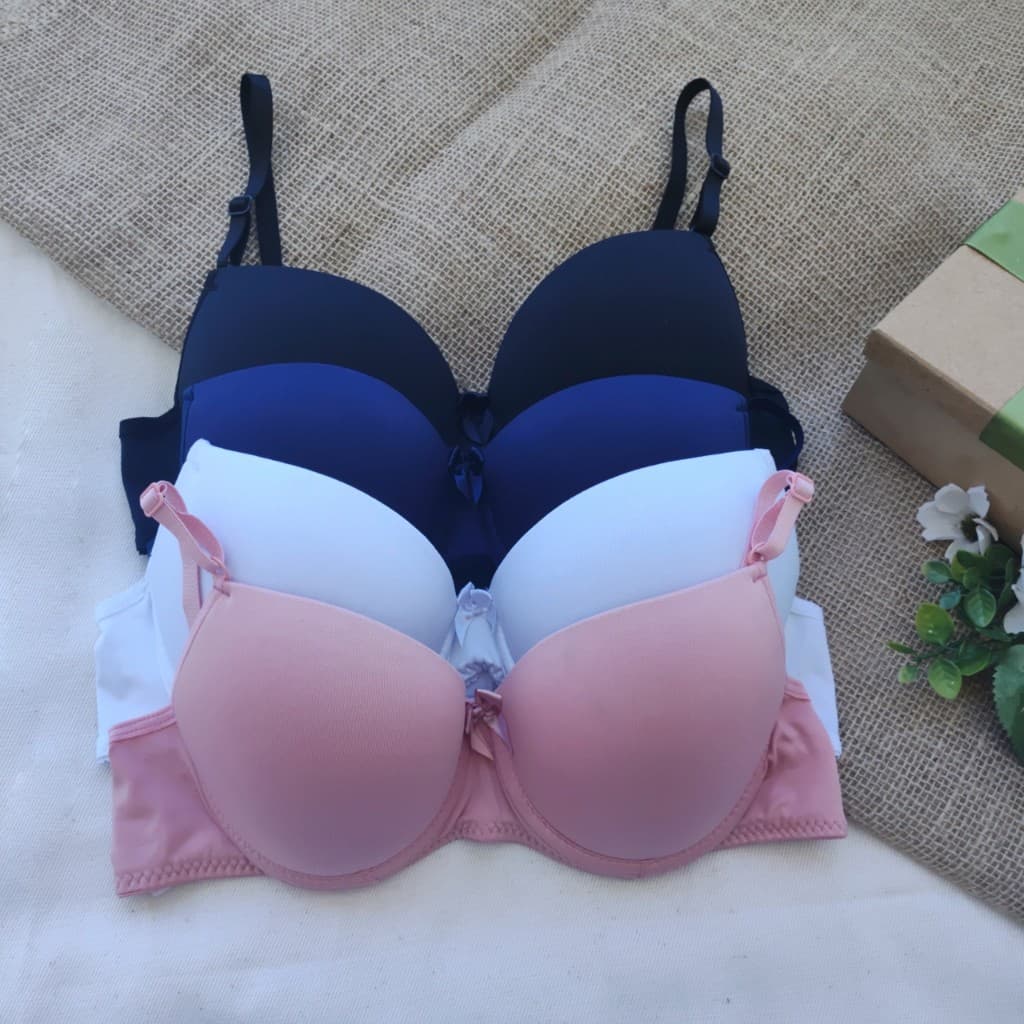 Kit com 3  Sutia com Bojo  Sutiã Soutien Lingerie Alça com Regulagem Básico Liso