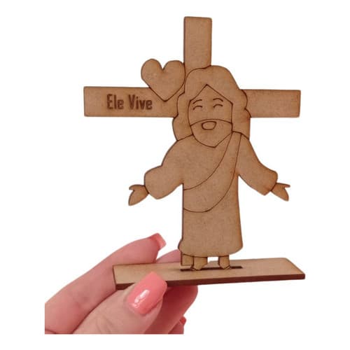 Kit 40 Lembrancinha Em Mdf Jesus Cristo Ele Vive