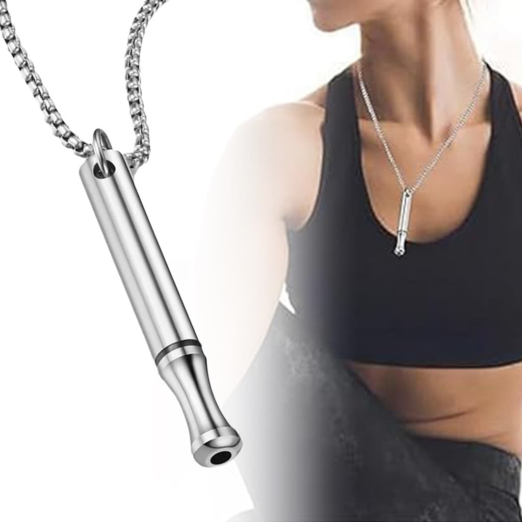 1 Pçs Meditação Respiração Apito De Aço Inoxidável Pingente Ansiedade Alívio Descompressão Colar Jóias Acessórios