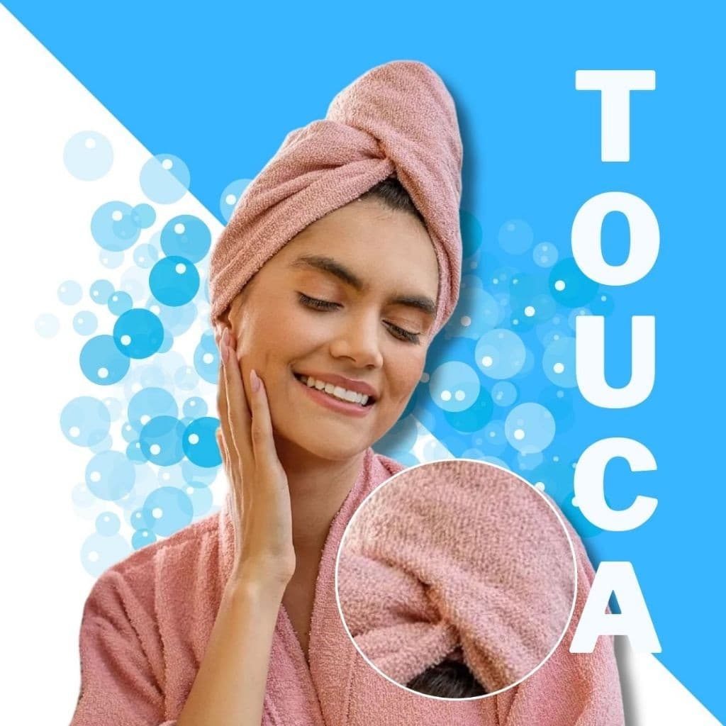 Touca/Turbante Atoalhada 100% Algodão De Banho Com Botão