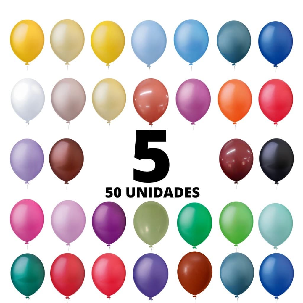 Balão Bexiga Látex 5 Polegadas 50 unidades