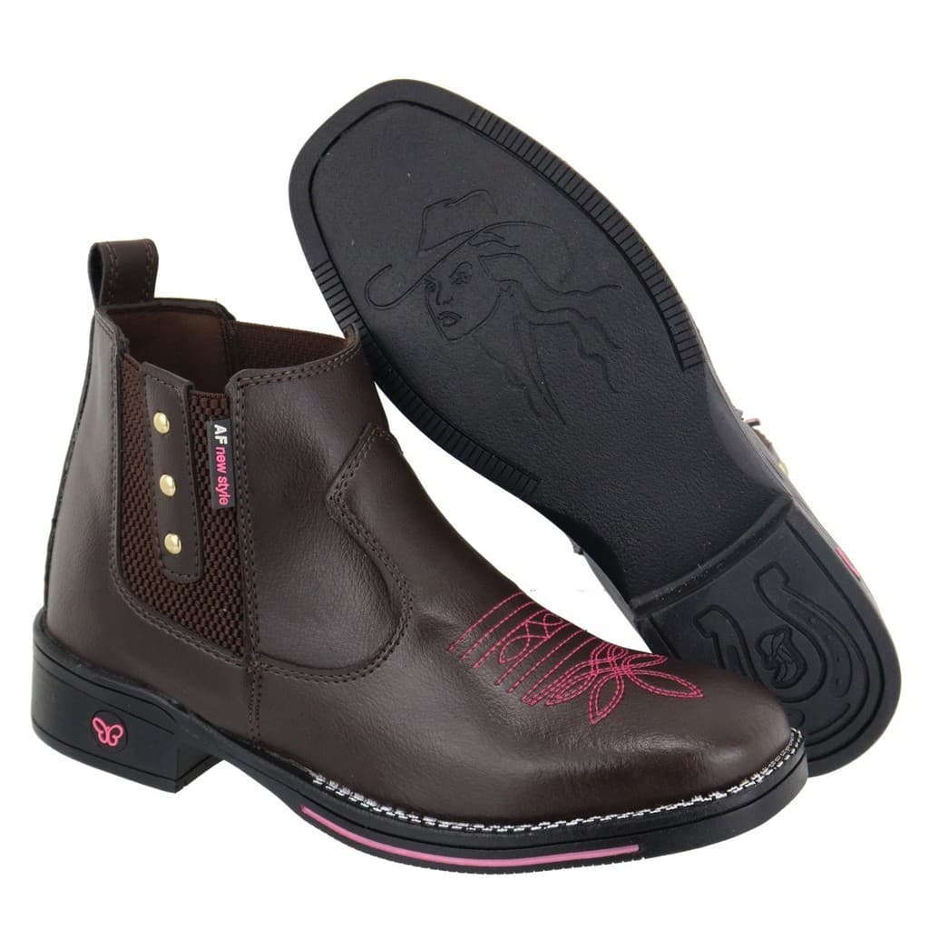 Bota Texana Feminina Cano Curto Com Elástico Bico Quadrado Super conforto