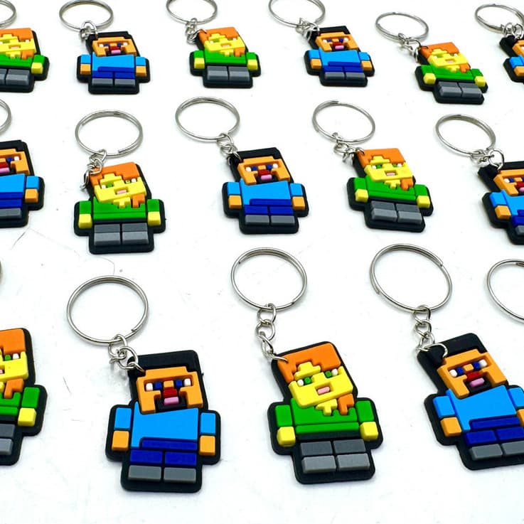 Minecraft  Steve Alex chaveiro Emborrachado 10peças 5cada Tema Festa de aniversário Jogos