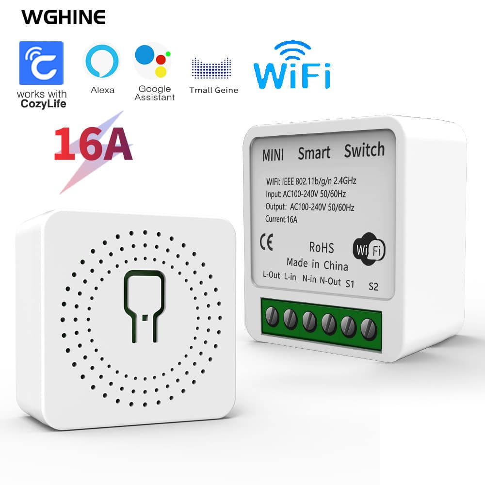 16A WIFI Interruptor Inteligente mini Suporte Alexa google home Controle De Voz