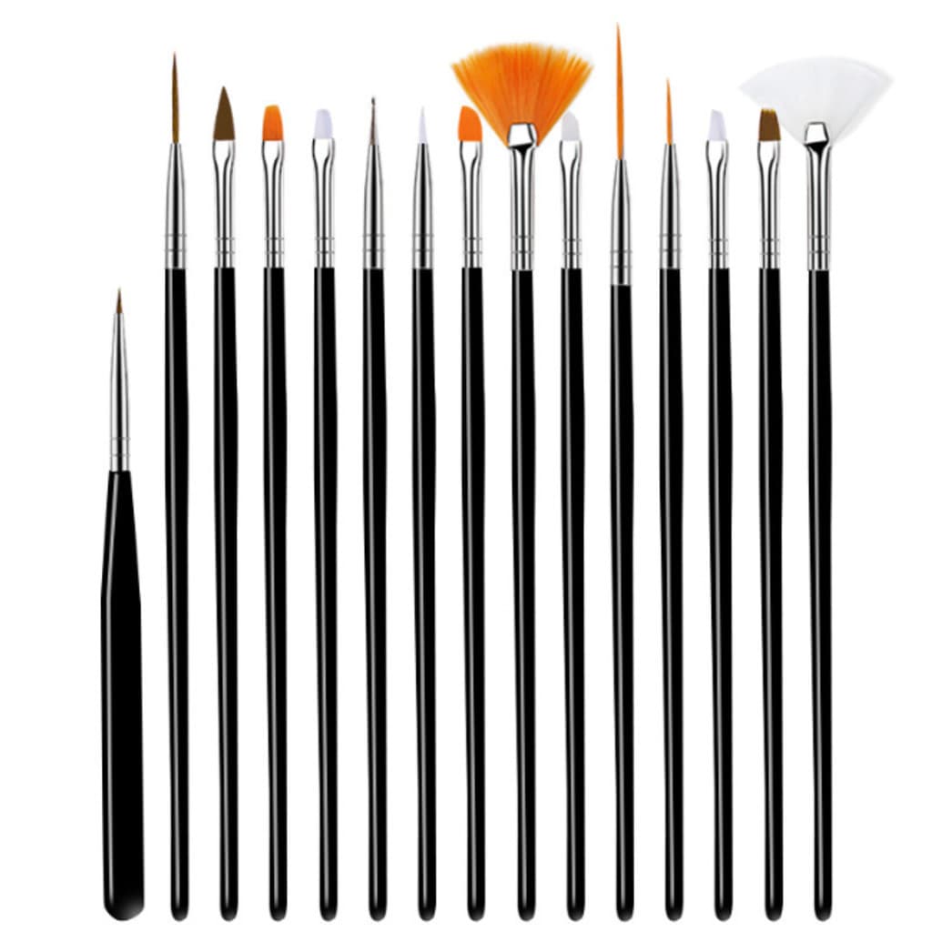 Kit 15 Pinceis Para Decoração Nail Art Unhas Manicure Unha Pincel