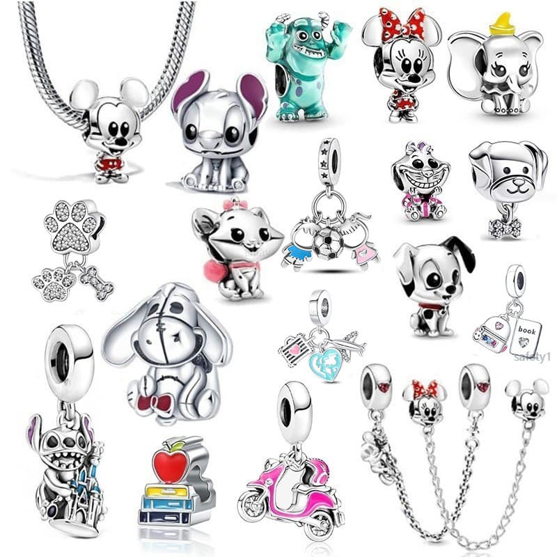 Berloque Prata 925 Encantos dos Desenhos Animados Farol Urso Paw Meninos E Meninas Futebol Para