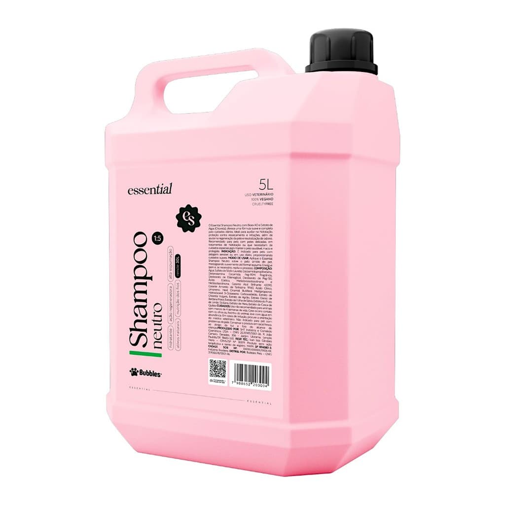 Shampoo Neutro Pet Essential Bubbles 5l Banho e Tosa