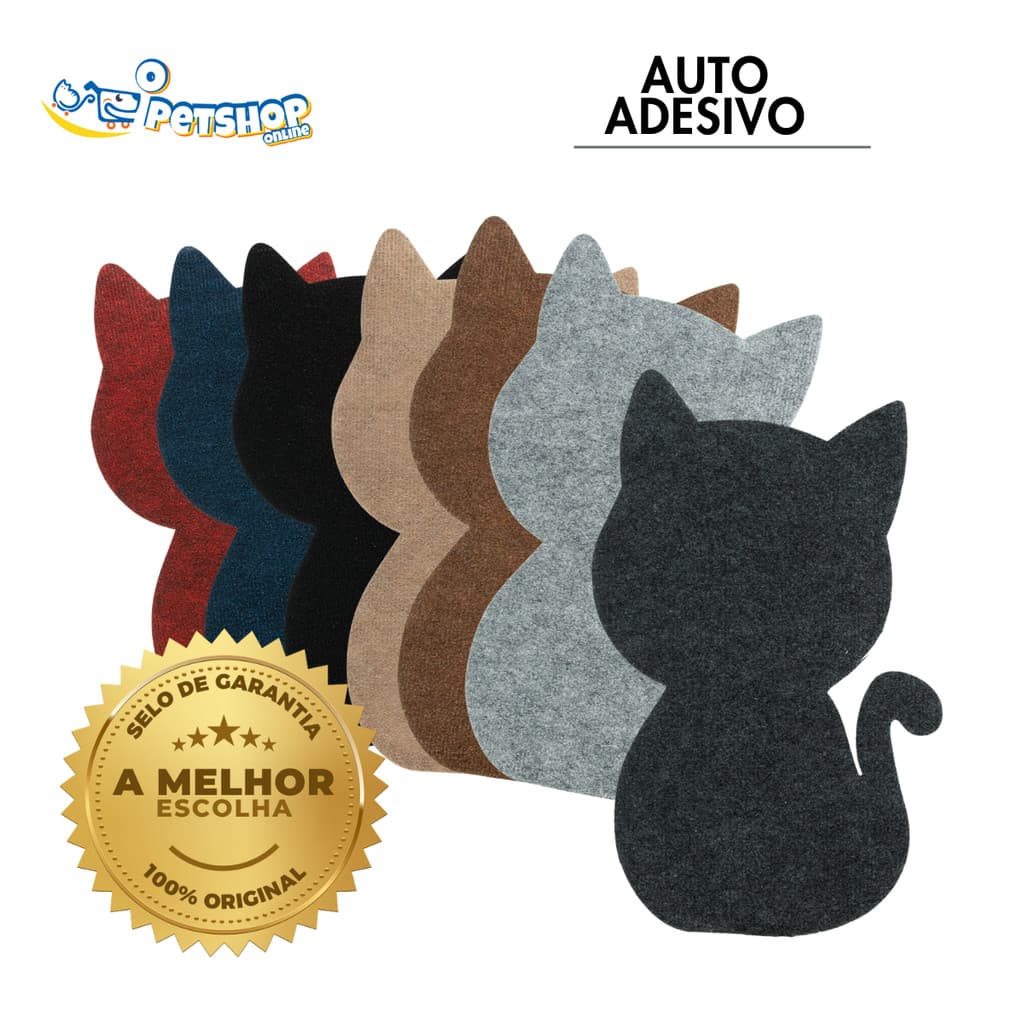 Arranhador Adesivo Design Gato em Carpete Premium - Protetor Móveis Parede e Escalada