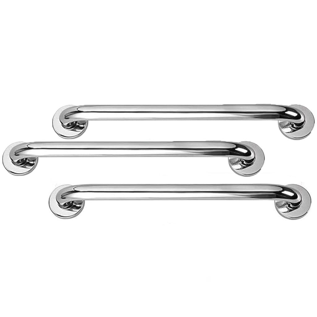 Barra Alça Apoio 50Cm Aço Inox Kit 3 Uni Acessibilidade PCD Criança Gestante Cadeirante Segurança Box Banheiro