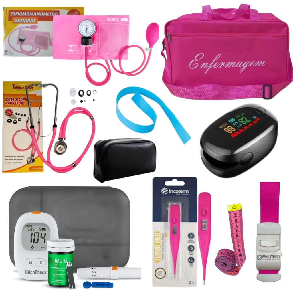 KIT DE ENFERMAGEM COM GLICOSIMETRO E OXIMETRO
