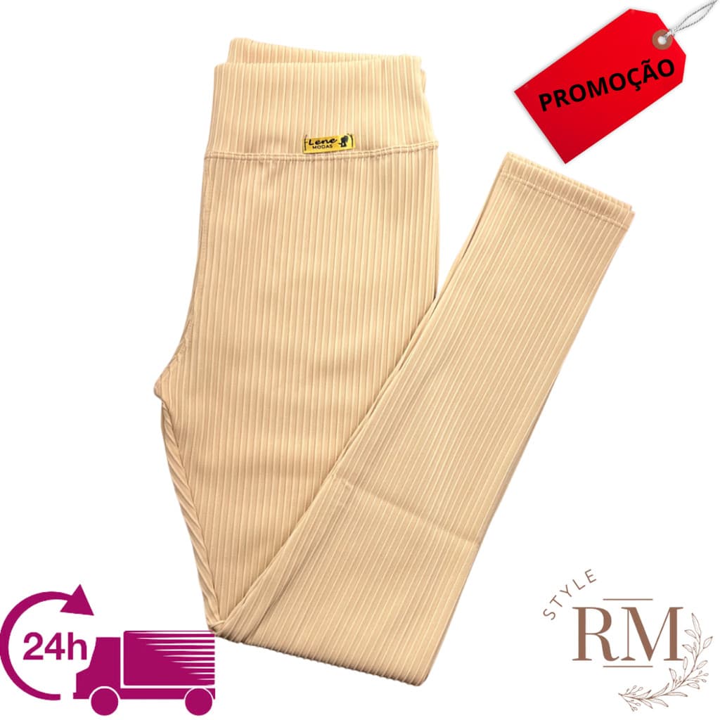 Calça Legging Canelada 3D Feminina Listrada Confortável