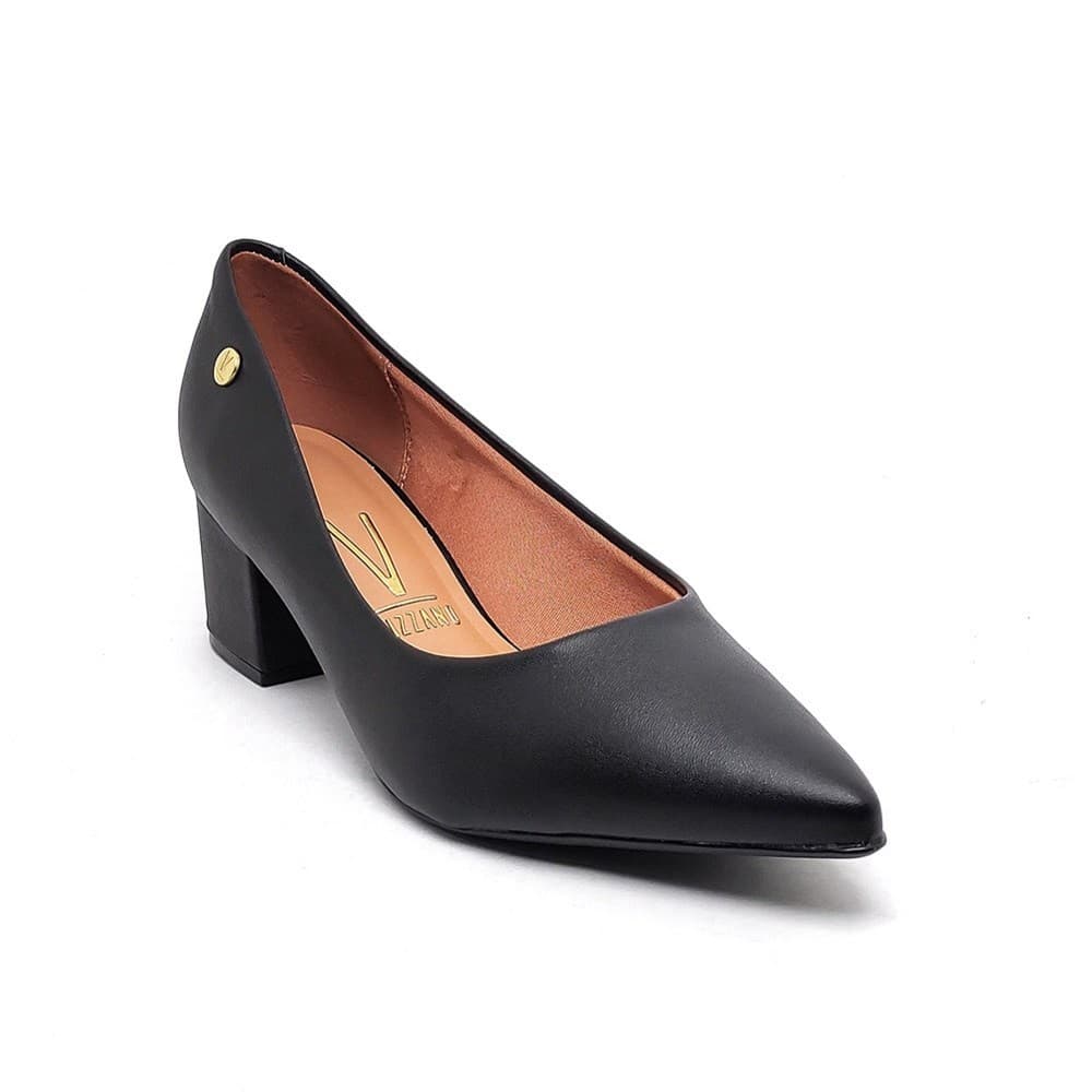 Sapato Fem Vizzano Scarpin Salto Bloco Pelica Preto 1220.315