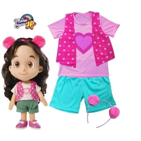 Fantasia Infantil Maria Clara e Jp inclui tiara pompom