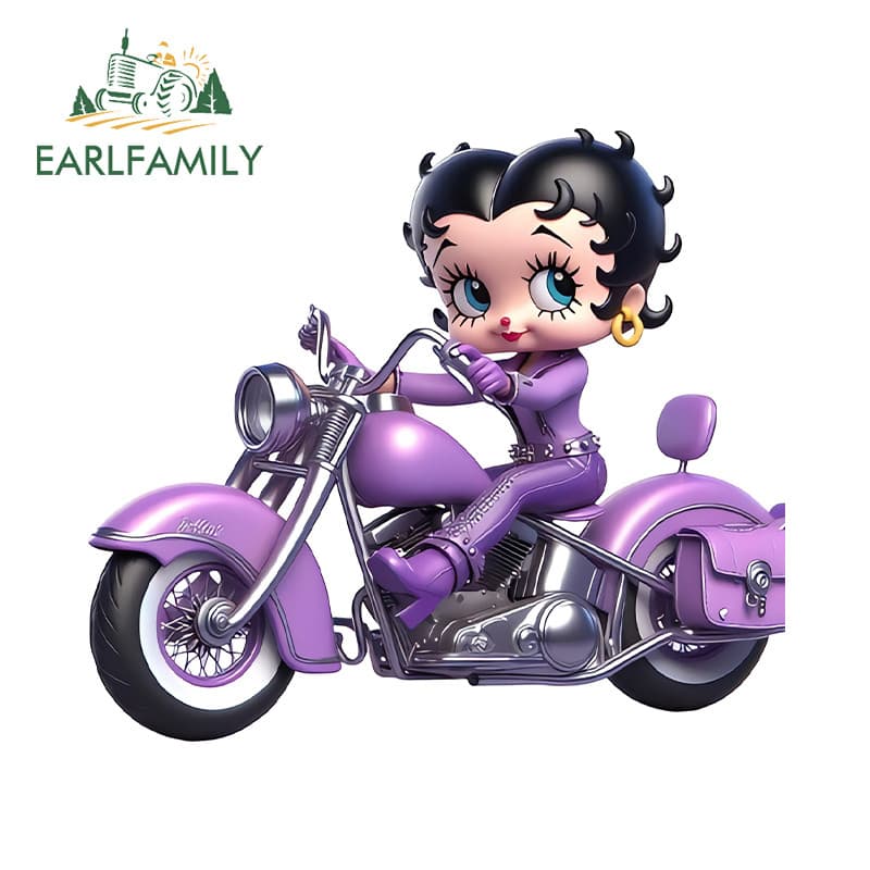 EARLFAMILY 13cm Passeio Motocicleta Betty Boop Dos Desenhos Animados Adesivos De Carro À Prova De Riscos Decalque De Vin