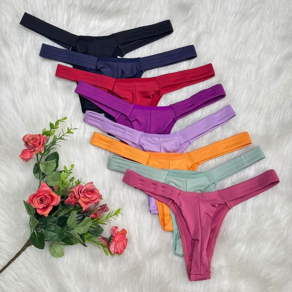 Kit Tanga Fio Dental Duplo Lateral Com Elástico Conforto