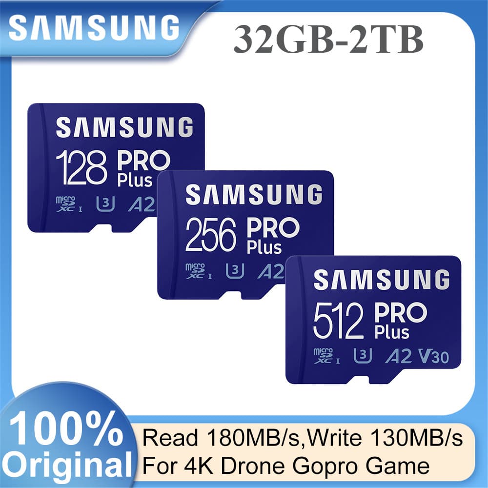 SAMSUNG EVO Plus Cartão Micro SD 128GB 64GB 512GB 256GB 1tb 2tb Pro De Memória Flash U1 U3 4K Microsd TF Cartões
