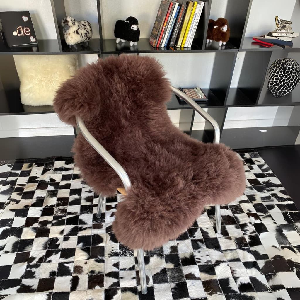 Pelego Tapete Natural De Ovelha Lã Alta Grande Marrom