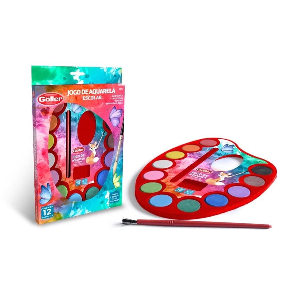 Jogo Aquarela Estojo Com 12 Cores Göller