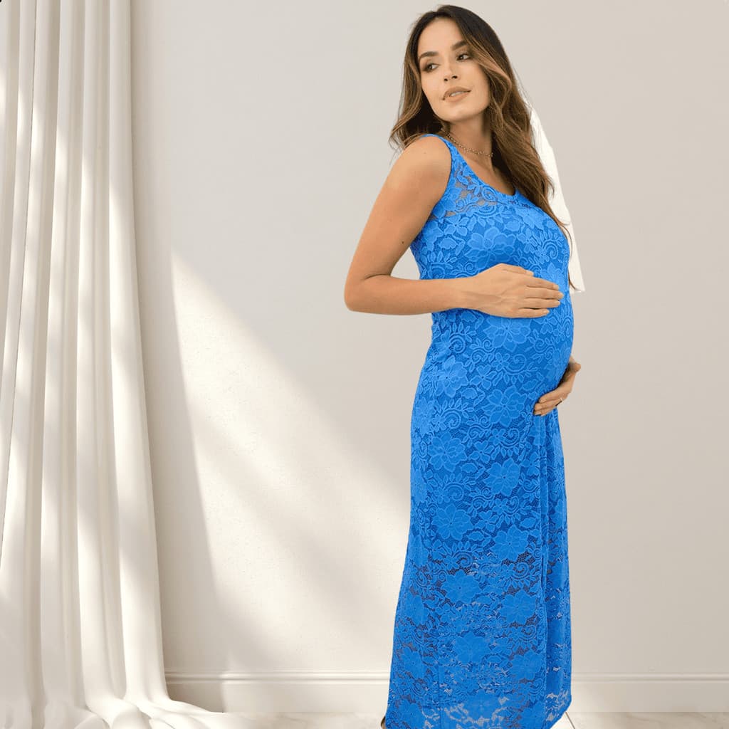 Vestido Longo Renda Gestante Ensaio Fotográfico Maternidade