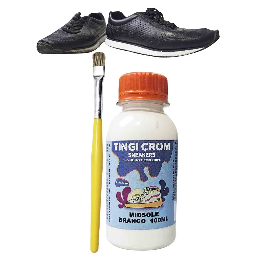 tinta para solado branco e pincel para borrachas premium fix