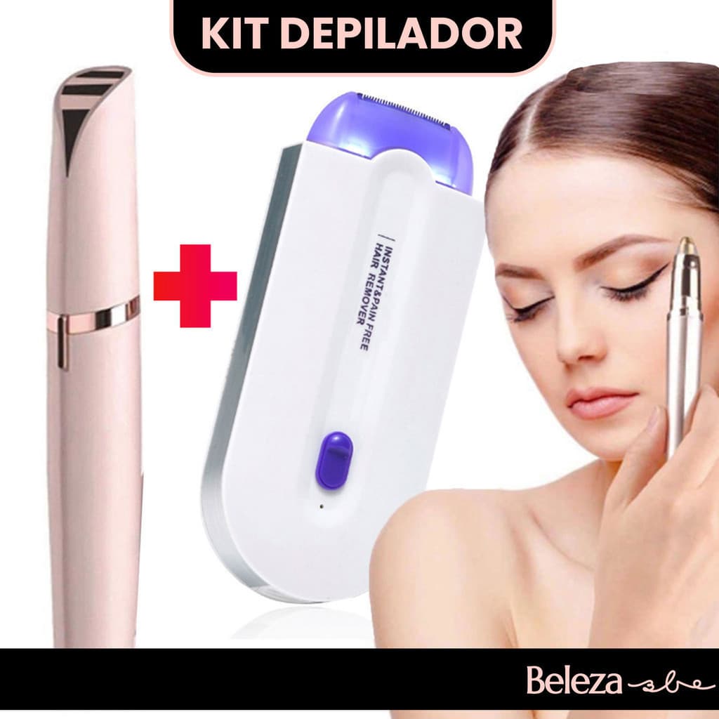 Kit de Cuidados Femininos 2 em 1 - Lápis Para Sobrancelha + Depilador Recarregável Sem Fio - WYL