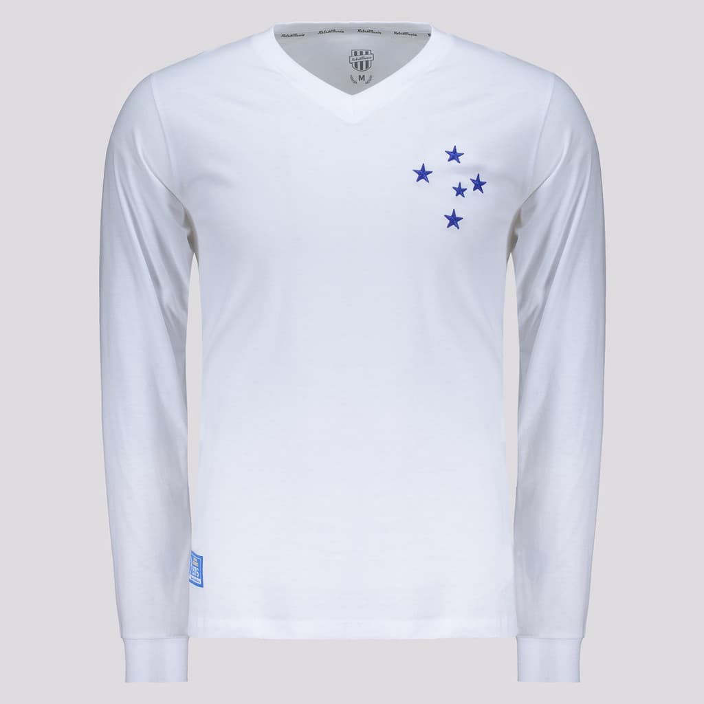 Camisa Cruzeiro Retrô 1976 Manga Longa Branca