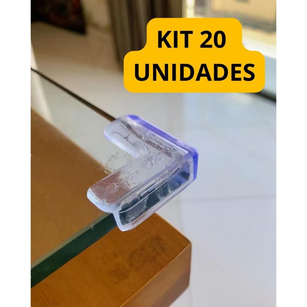 kit 20 Protetores De Quina Silicone Padrão Reto Segurança Crianças Bebês Idosos Proteção Promoção