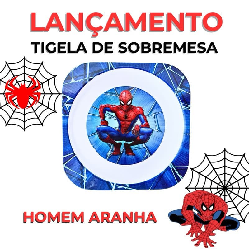 Pratinho Infantil Tigela Bowl de Sobremesa Homem Aranha Melanina 375ml