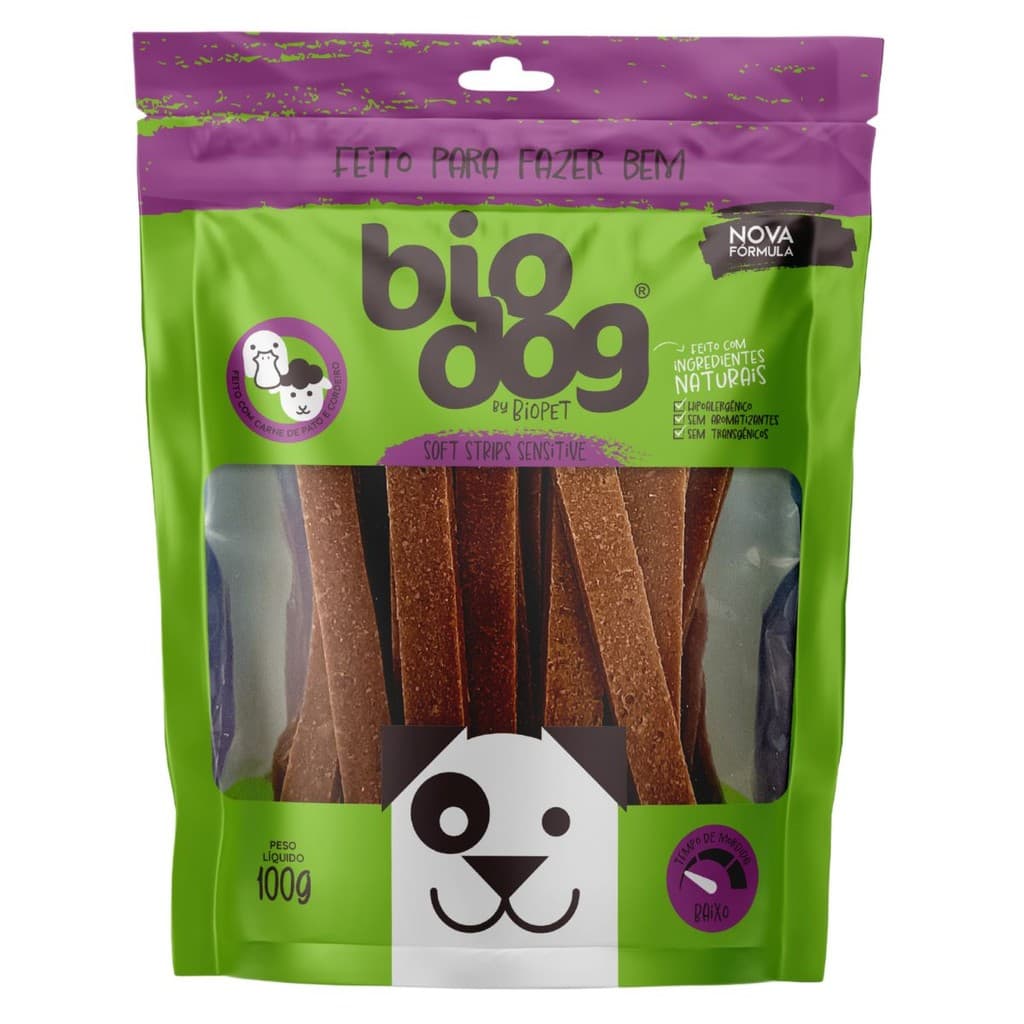 Petisco Biodog Sensitive - Pato e Cordeiro - Hipoalergênico