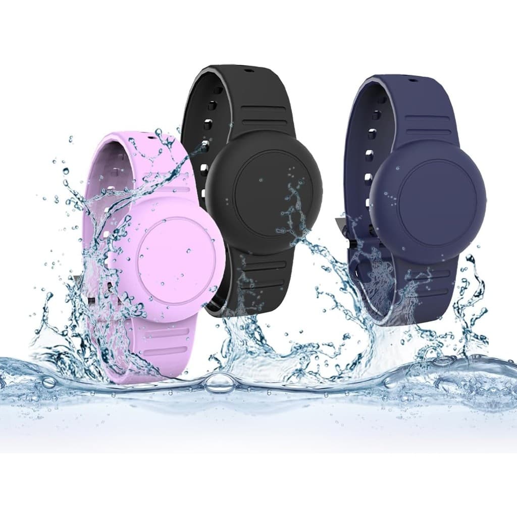 Pulseira à Prova d'Água para Crianças Compatível com AirTag, com Case de Silicone Oculto e Pulseira de Relógio par
