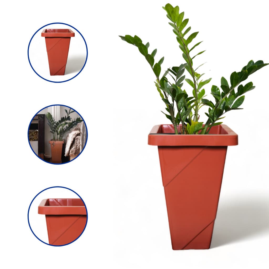 Kit 2 Vasos De 25 Litros Terracota Quadrado Resistente em Coluna Para Decoração Jardim Plantas