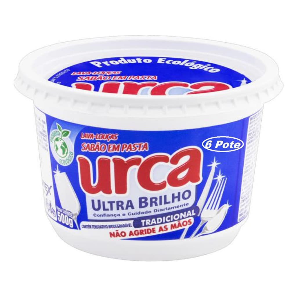 6 Pote Sabão  Pasta Tradicional Bio Brilho Panela Urca 500g