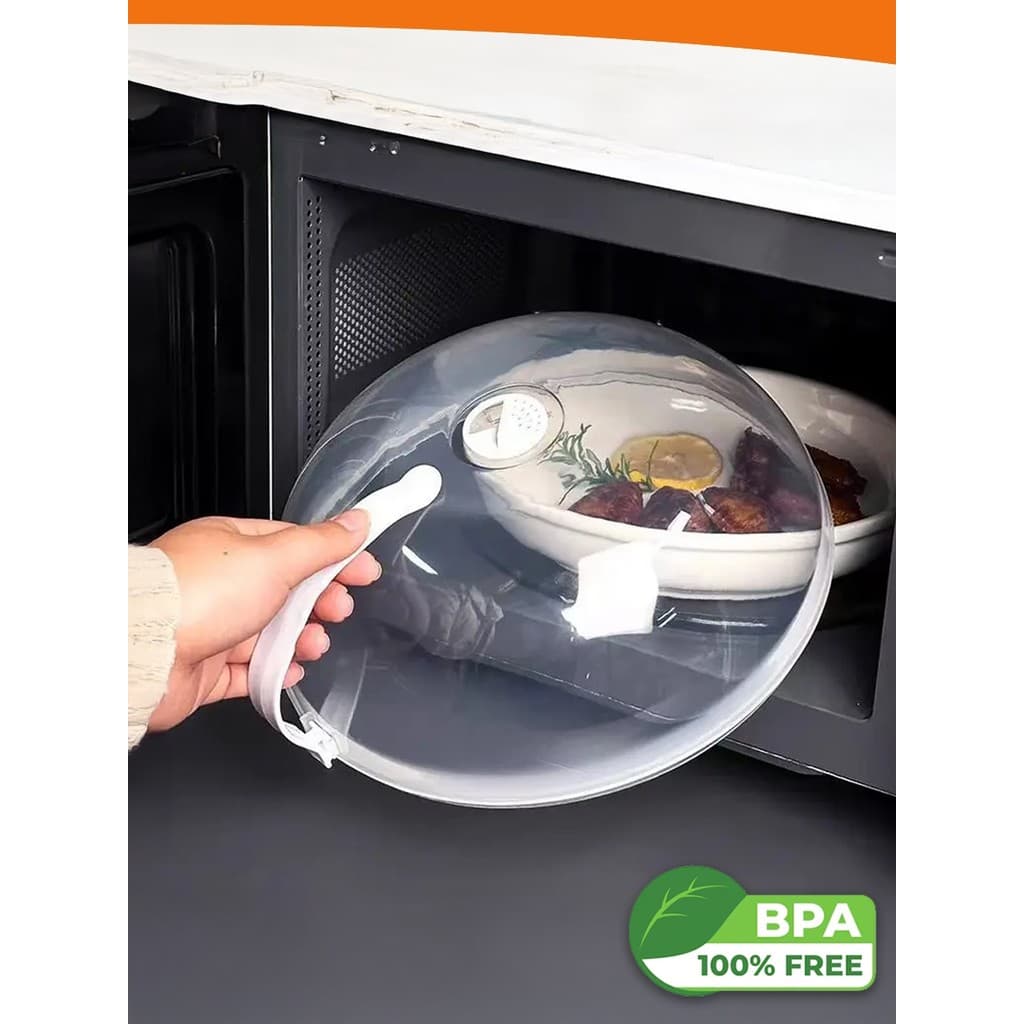 Tampa De Microondas Para Alimentos Com Válvula e Alça De Plastico Diâmetro 9x25,5cm Kolling Sell