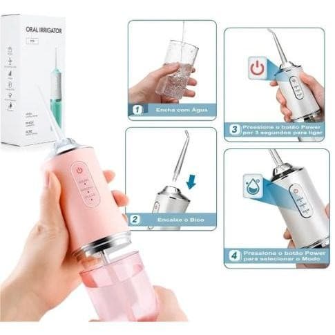 Irrigador Oral Limpeza Profunda Jato D àgua Tanque de 220ML Eletrico Dentes