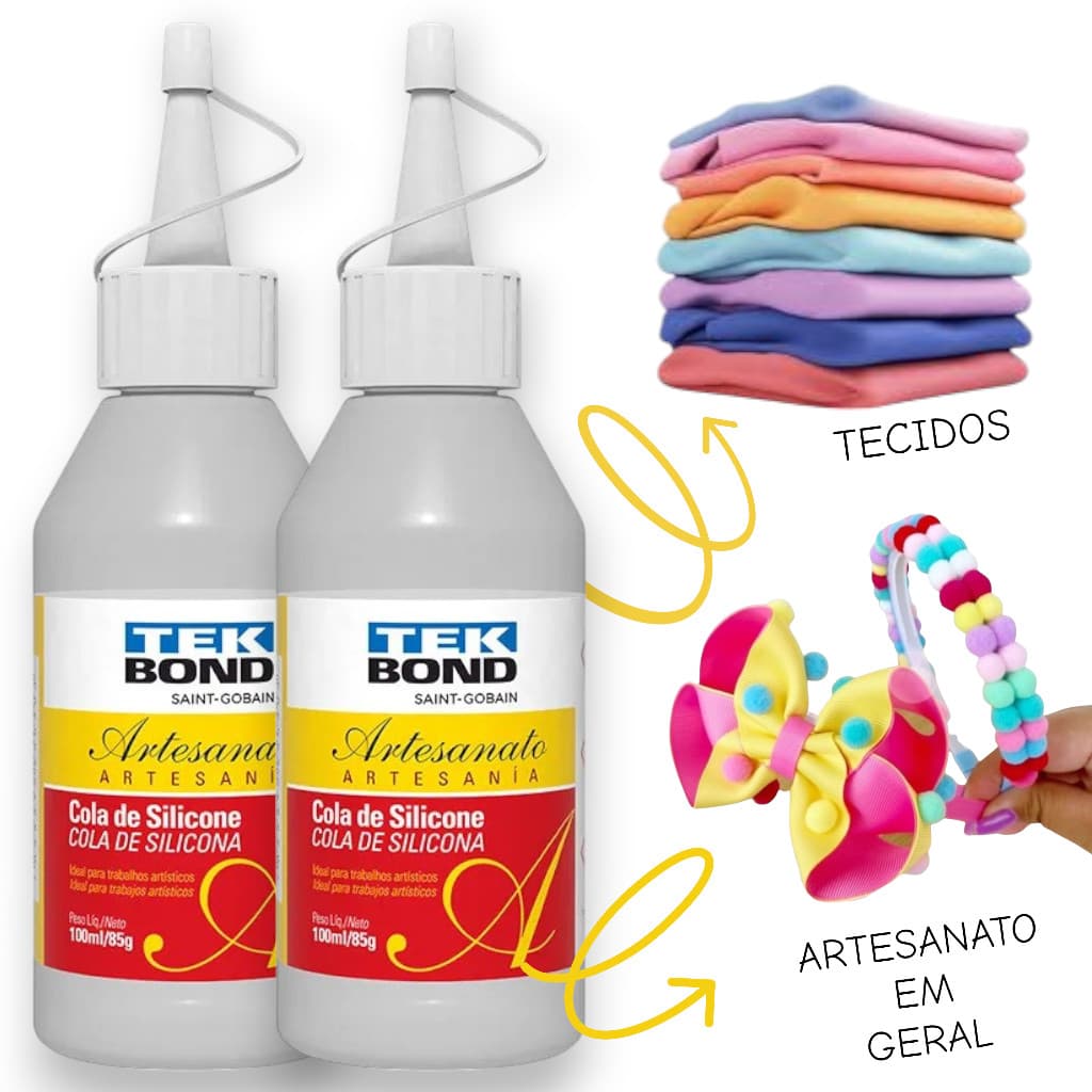 2 Colas De Silicone Líquida Para Artesanato 100 Ml Tekbond