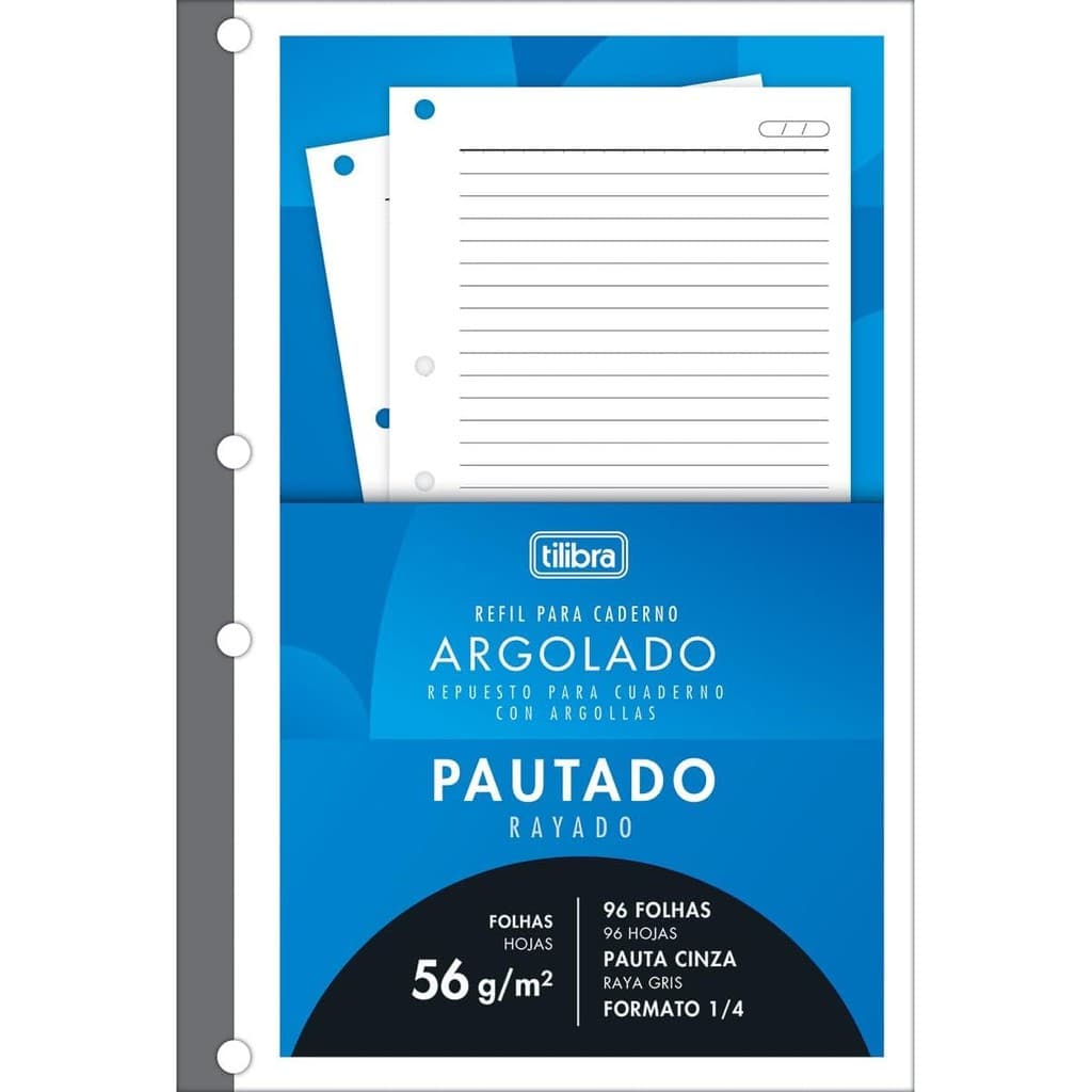 Refil para Caderno Argolado 1/4 96 Folhas A5 Pautado Tilibra Tiliflex 14x21cm