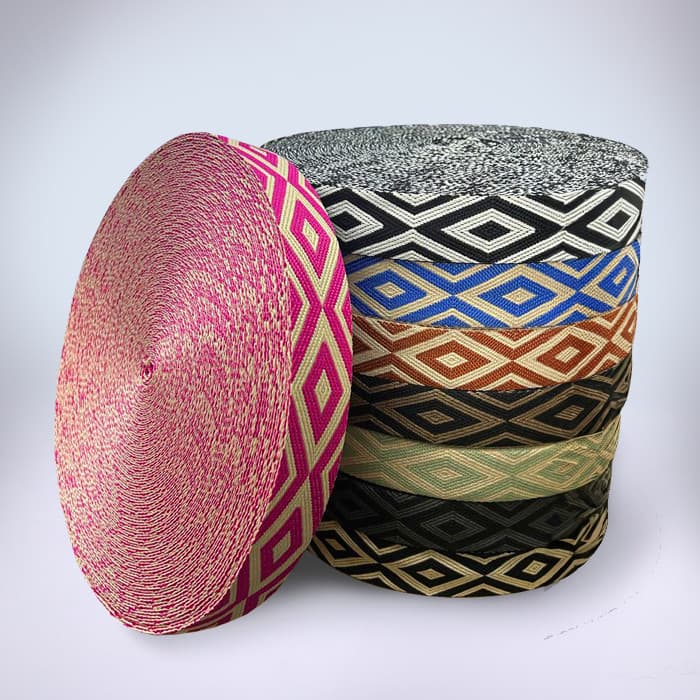 Fita Poliéster Alça Chic Largura 3,80cm Estampada Losango Bolsa Mochila Mala Artesanato Patchwork