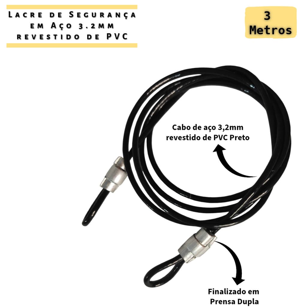 1 Lacre Segurança Collor Multiuso 3 Metros Cabo de Aço Revestido Bag Bike Bagagem Bolsa