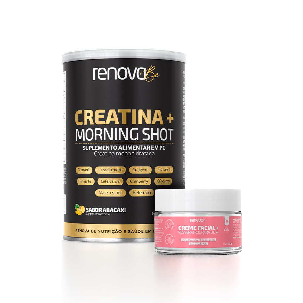 Creatina Monohidratada + Morning Shot Renova Be em Pó sabor Abacaxi