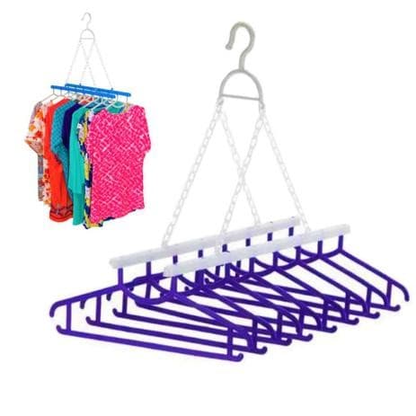 Varal de Roupas Slim Dobrável com 8 Cabides – Não Amassa as Roupas e Ideal para Economizar Espaço