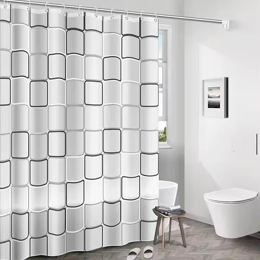 Cortina Banheiro Box Impermeável 180x180cm 12 Ganhos